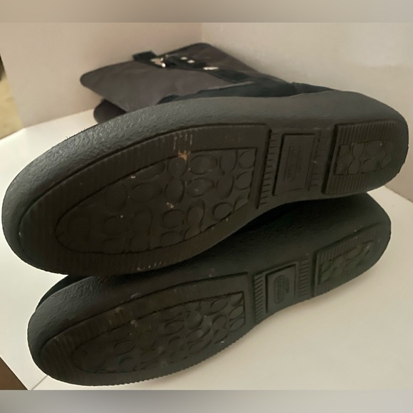 Coach TULLIP Signature C Black Suede Fleece Mid Calf Winter Boots Like New - Picture 3 of 5